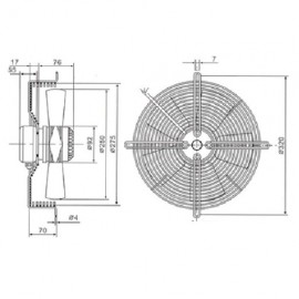 MOTOVENTILATORE Ø 250 PREMENTE 220V - 1400gir/min CON GRIGLIA