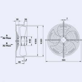 MOTOVENTILATORE Ø 300 PREMENTE 220V - 1380gir/Min CON GRIGLIA