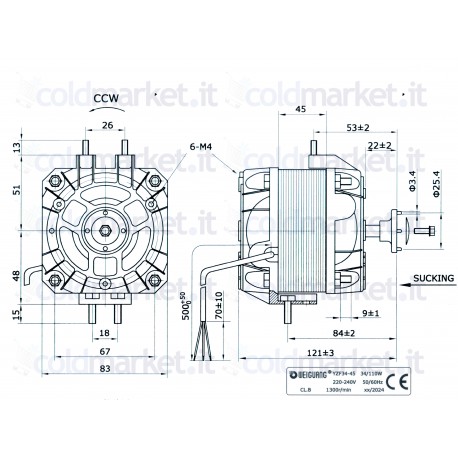 Motore 34W Aspirante Pentavalente