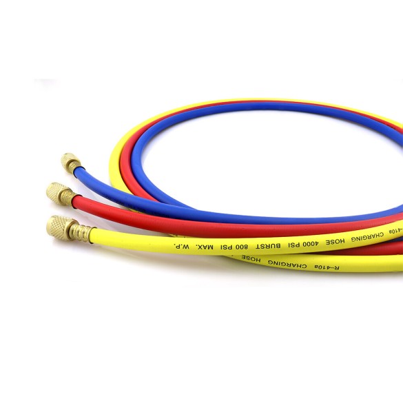 Set di tubi di ricarica refrigerante CT-360-RYB-P 150 cm 1/4″ SAE per HVAC/R