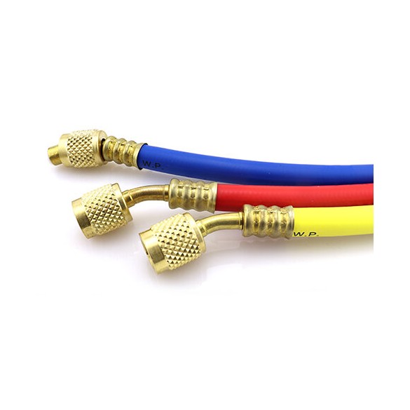 Set di 3 tubi di ricarica refrigerante 1/4″ SAE CT-372-RYB-P, 180 cm, per HVAC/R.