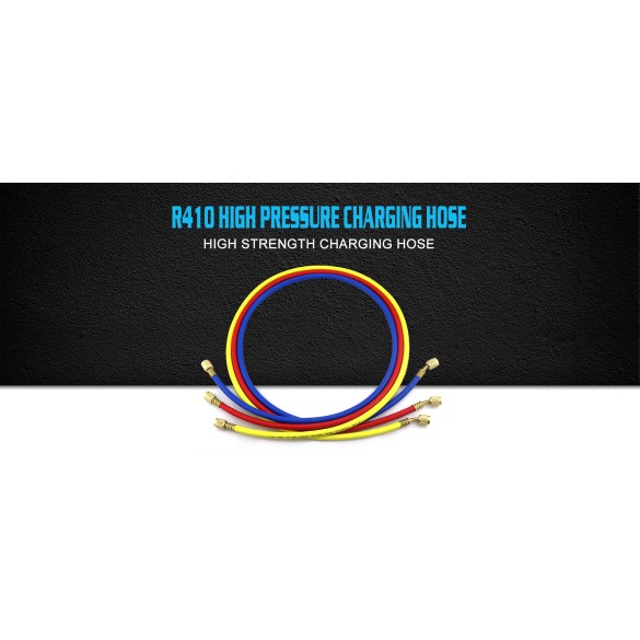 Set di tubi di ricarica refrigerante CT-372-RYB-P 180 cm 1/4″ SAE per HVAC/R.