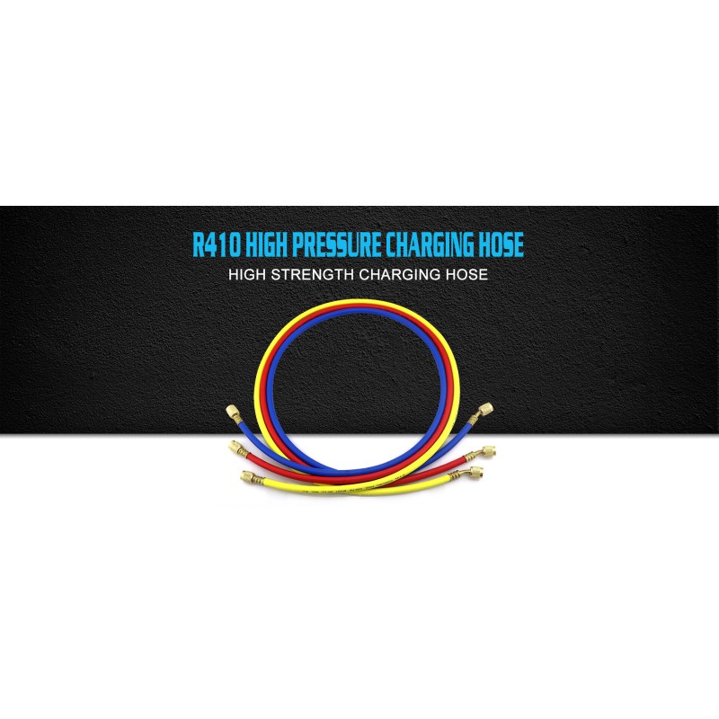 Set di 3 tubi di ricarica refrigerante CT-360-RYB-H 150 cm 1/4″ × 5/16″ SAE per HVAC/R.