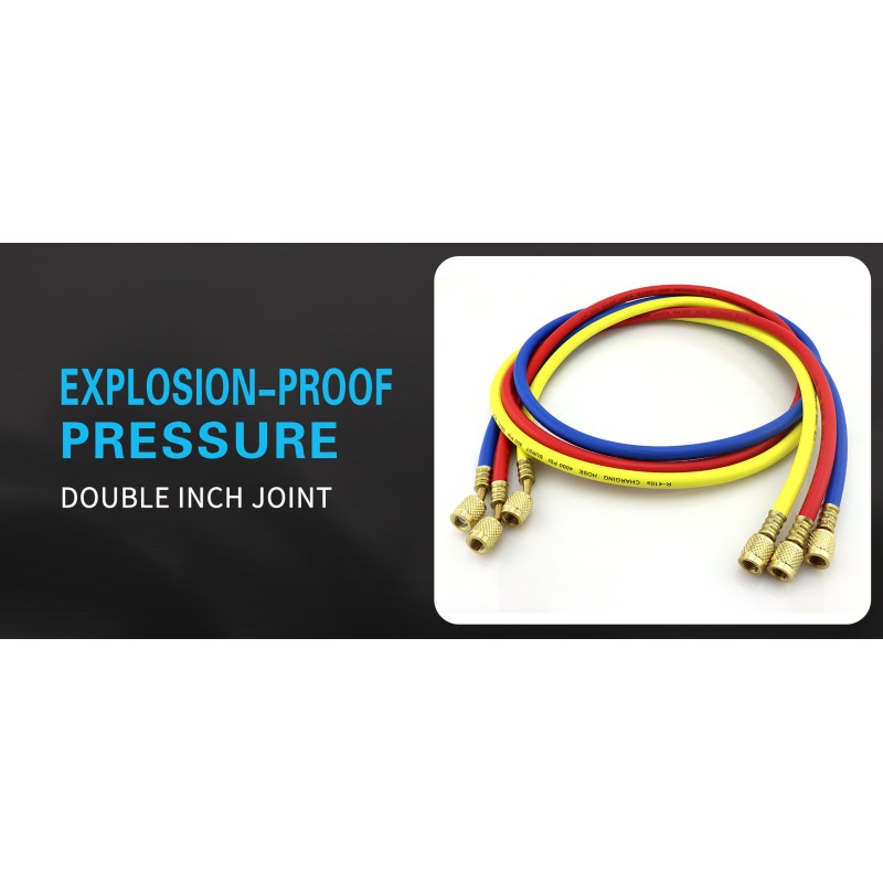 Set di tubi di ricarica refrigerante CT-360-RYB-H 150 cm 1/4″ × 5/16″ SAE per HVAC/R