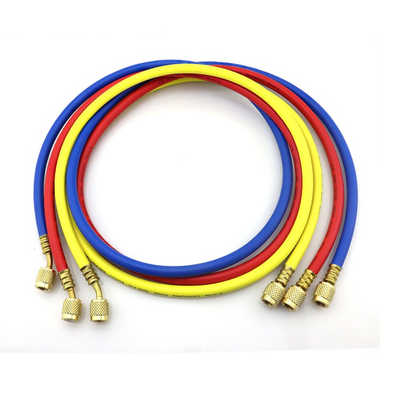 Set di 3 tubi di ricarica refrigerante CT-372-RYB-H 180 cm 1/4″ × 5/16″ SAE per HVAC/R.