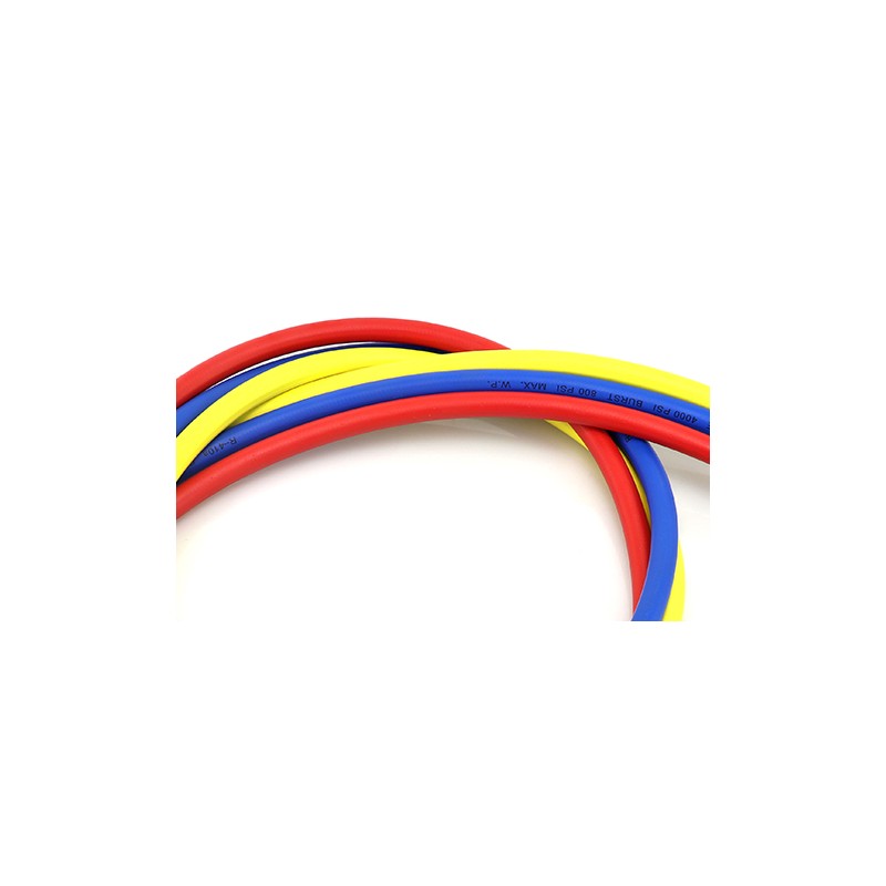 Set 3 Tubi di Ricarica Refrigerante CT-360-RYB-HV 150 cm con Rubinetto a Sfera per HVAC/R