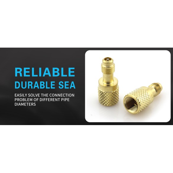 Adattatore AD-89 F-5/16″ SAE × M-1/4″ SAE girevole per HVAC/R con core e depressore.