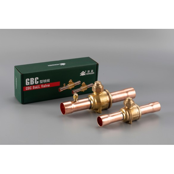 Valvola a Sfera HBC-28V Ø28 mm 1-1/8 ODF a Saldare con Porta di Carica 1/4 SAE