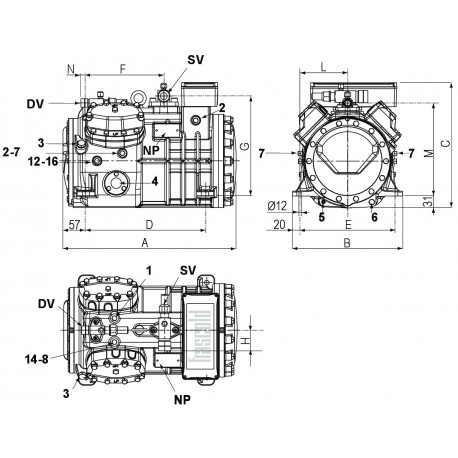 Compressore Frascold Q420Y categoria 100 per applicazioni HVAC e refrigerazione industriale.